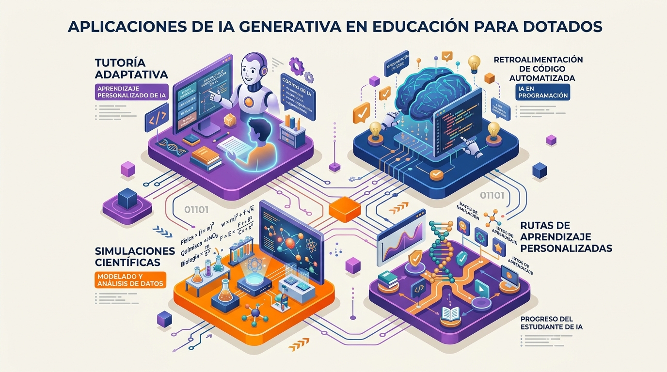 Infografía que resume el uso de la inteligencia artificial en educación especial para la atención a las altas capacidades