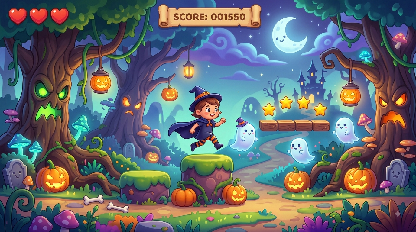 Infografía con los bloques de código y personajes necesarios para programar un videojuego en Scratch