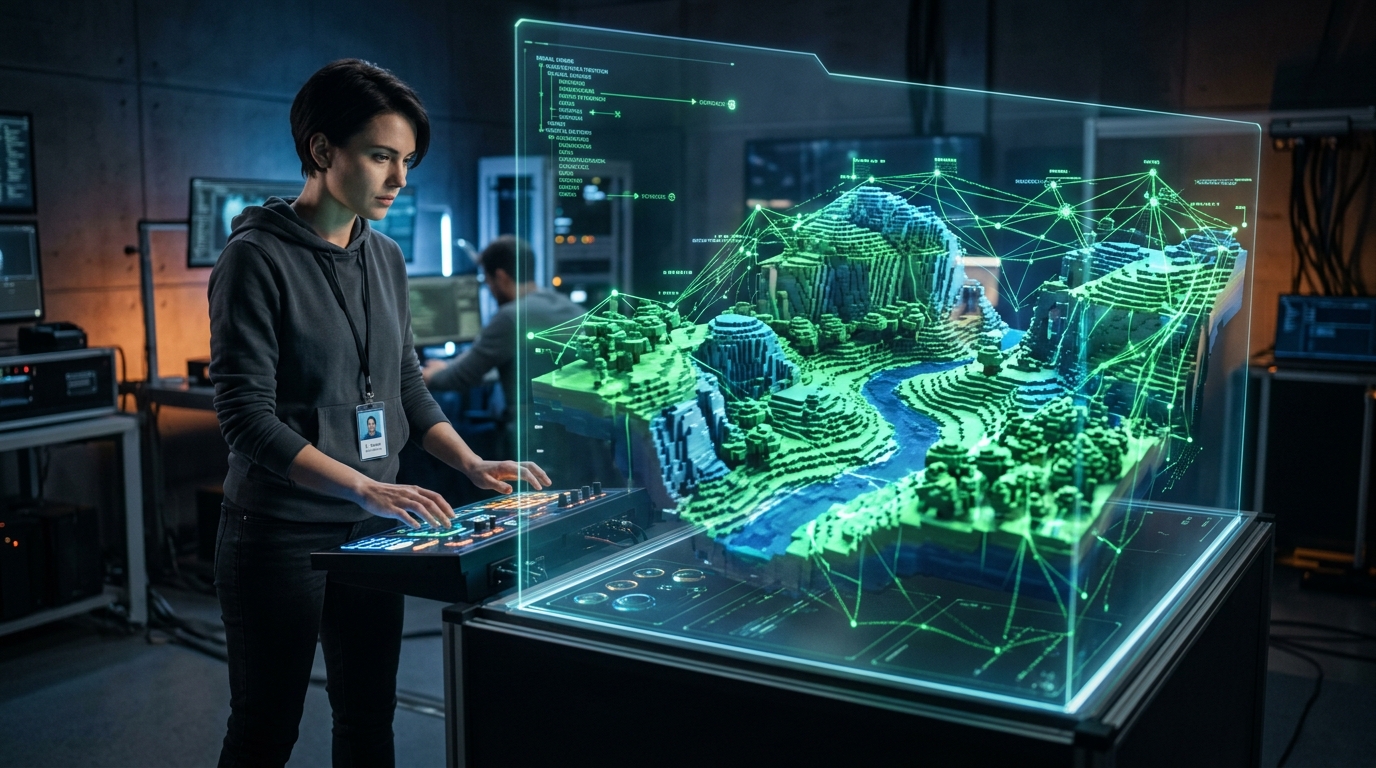 Algoritmo de generacion procedimental ia creando un universo digital interactivo en tiempo real